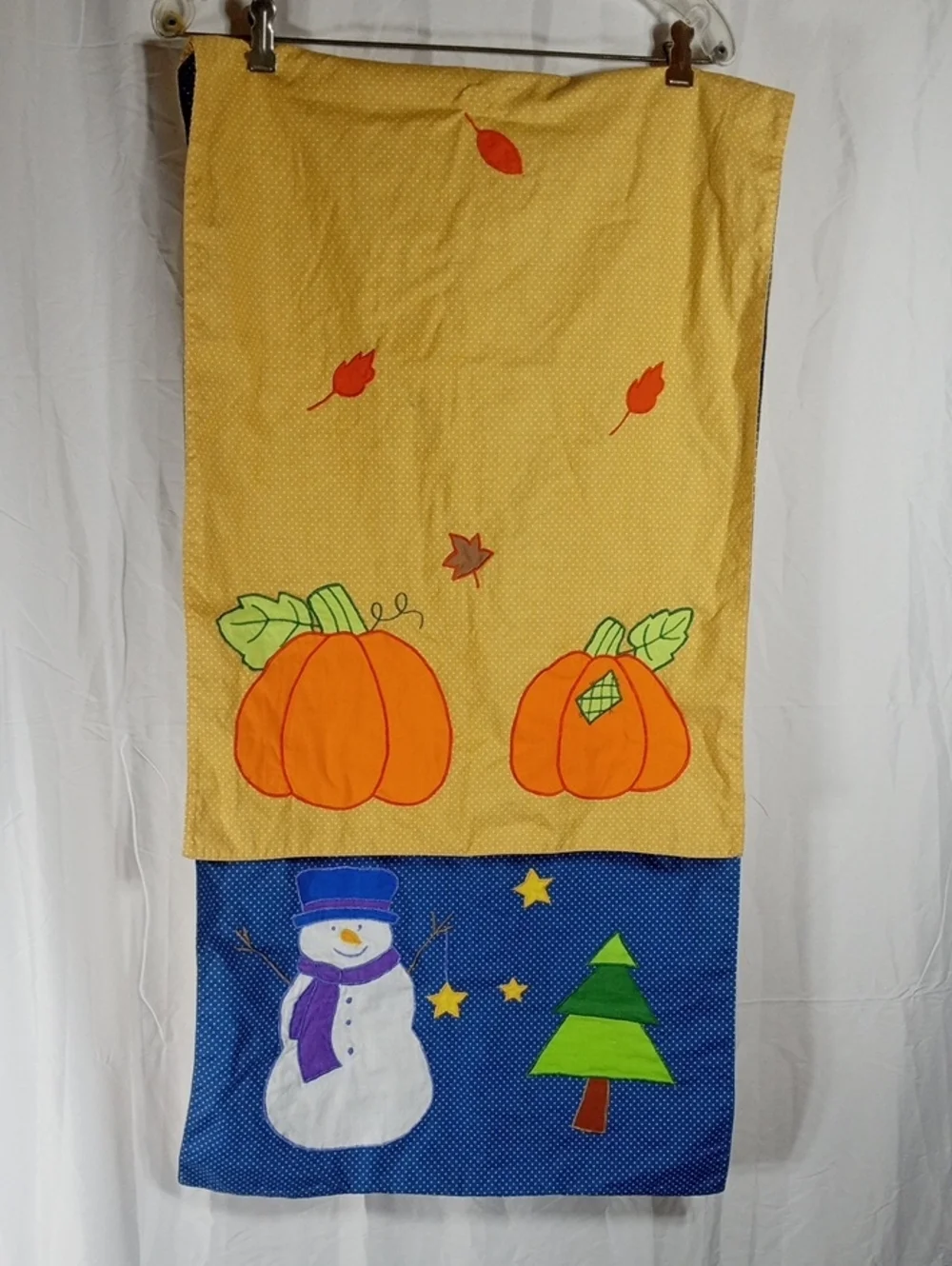 Festive Pumpkin and Snowman Table Runner Double Sided